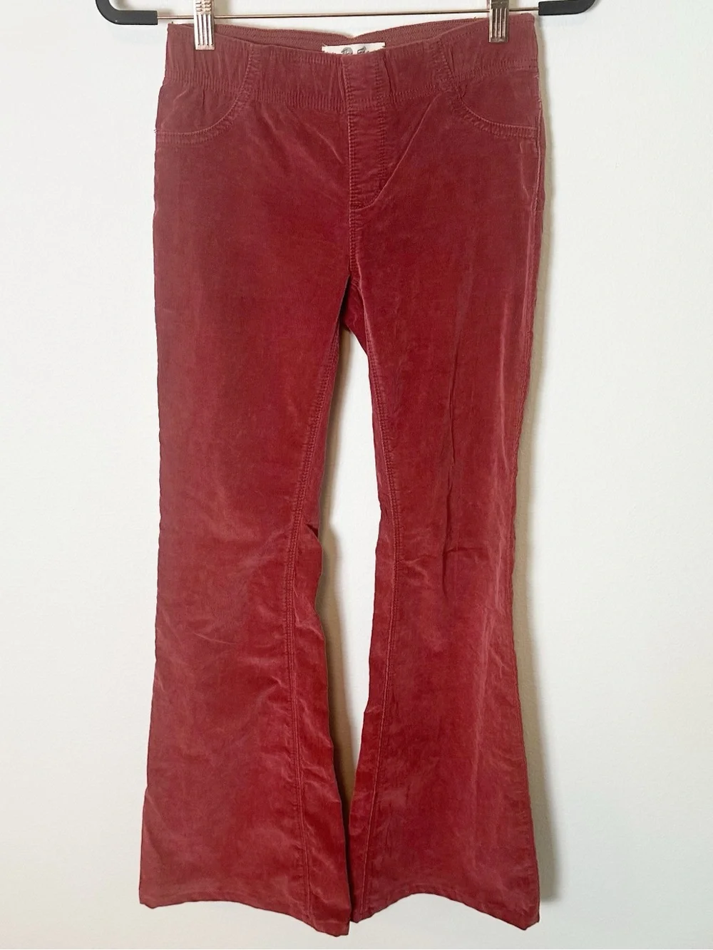 Free People Pull On Corduroy Flare Pants Rose Pink Red 26